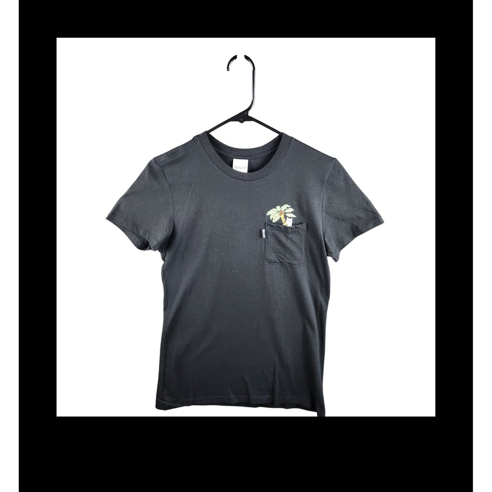 RIPNDIP Black Pocket T Shirt Cat Palm Tree Graphic Tee Medium‎